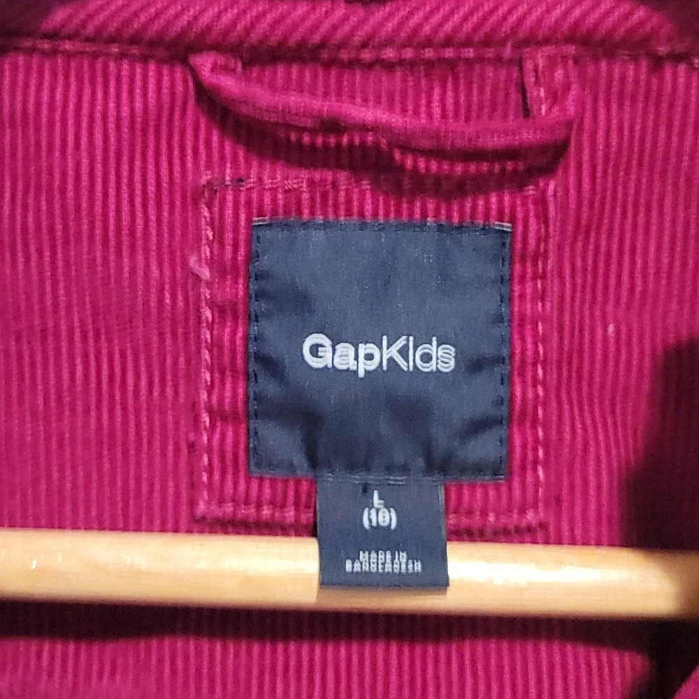 Gap Kids Girls Size L 10‎ Raspberry Pink Corduroy Jacket Ruffles Double Breasted - Picture 4 of 5